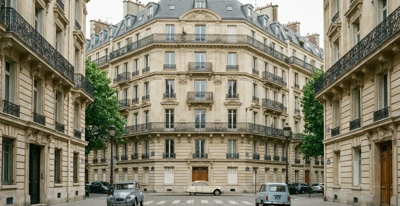 Façade immeuble haussmannien pierre de taille avec balcons fer forgé typique du 1er arrondissement Paris