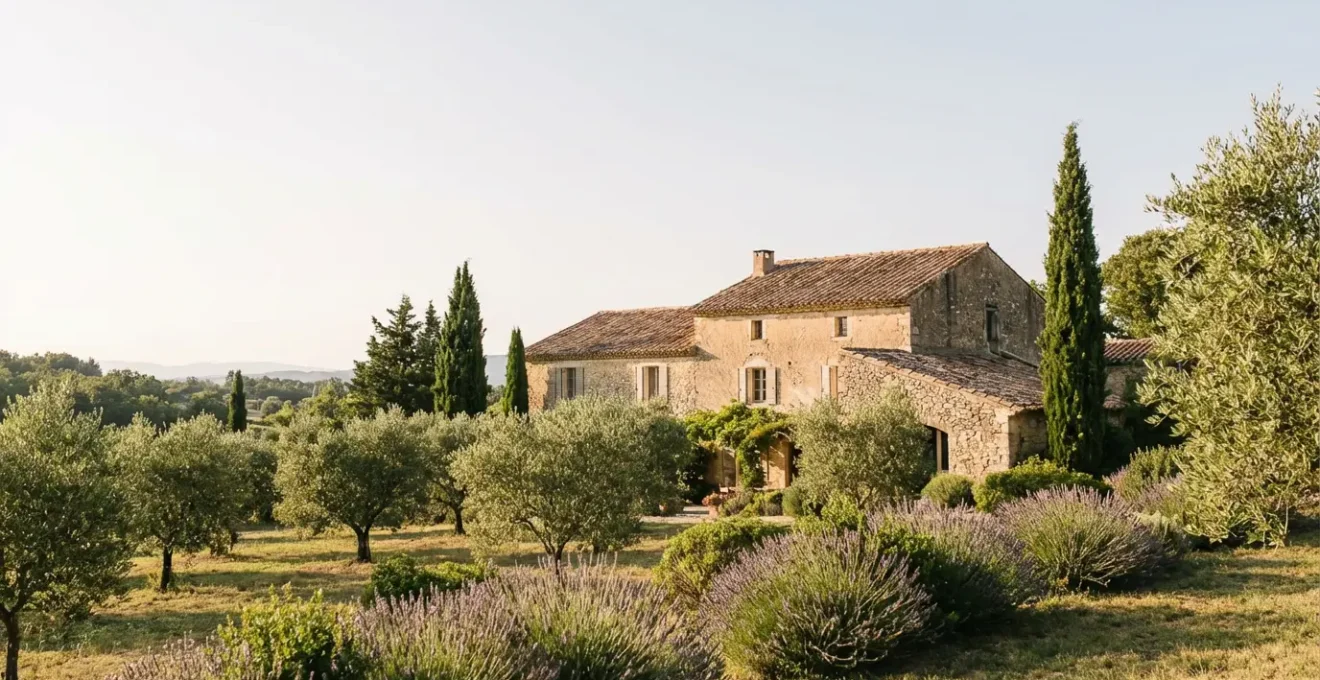 Mas provençal authentique en pierre avec cyprès et oliviers, bien d'exception Alpilles